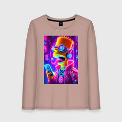Лонгслив хлопковый женский Кибер Барт с пирсингом на языке - неоновое свечени, цвет: пыльно-розовый