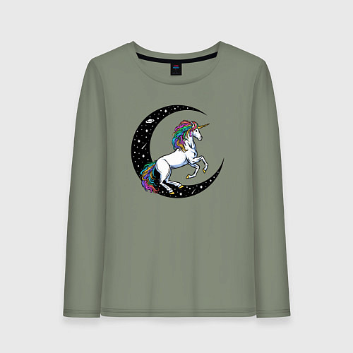 Женский лонгслив Космический единорог / Авокадо – фото 1