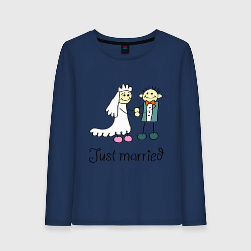 Женский лонгслив Just married / Тёмно-синий – фото 1