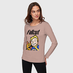 Лонгслив хлопковый женский Vault boy and shepherd, цвет: пыльно-розовый — фото 2
