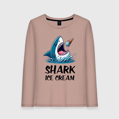 Женский лонгслив Shark ice cream - ai art / Пыльно-розовый – фото 1