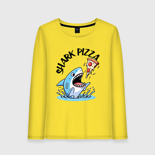 Женский лонгслив Shark pizza - ai art fantasy / Желтый – фото 1