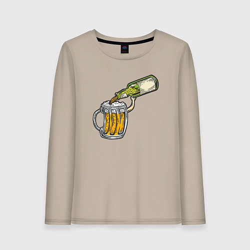Женский лонгслив Наливаю пивко / Миндальный – фото 1