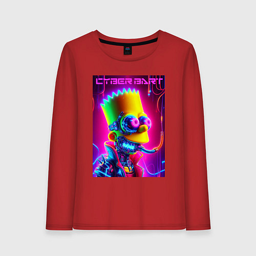 Женский лонгслив Cyber Bart - neon glow fantasy / Красный – фото 1