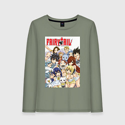 Лонгслив хлопковый женский Хвост Феи Нацу Драгнил убийца драконов, цвет: авокадо