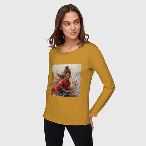 Женский лонгслив Краски самурая / Горчичный – фото 3