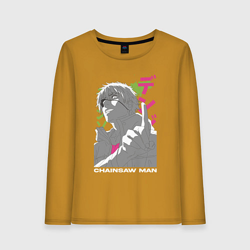Женский лонгслив Человек-бензопила Денджи Denji / Горчичный – фото 1