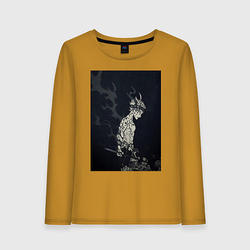 Женский лонгслив Чёрный клевер Аста антимаг / Горчичный – фото 1