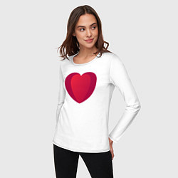 Лонгслив хлопковый женский Красное сердце с тенью, цвет: белый — фото 2