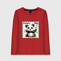 Лонгслив хлопковый женский Панда Миа акварель, цвет: красный