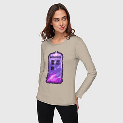Лонгслив хлопковый женский Violet tardis, цвет: миндальный — фото 2