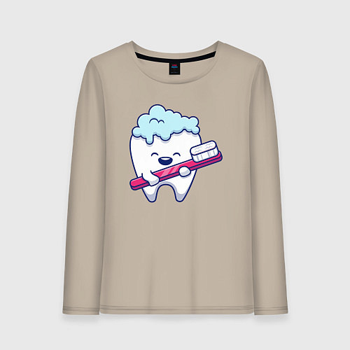 Женский лонгслив Весёлый зубик / Миндальный – фото 1