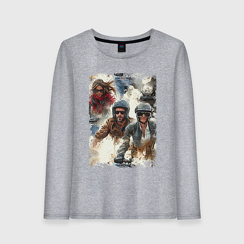 Женский лонгслив Мотокросс -акварель / Меланж – фото 1