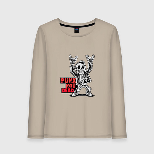 Женский лонгслив Череп с козой punks not dead / Миндальный – фото 1