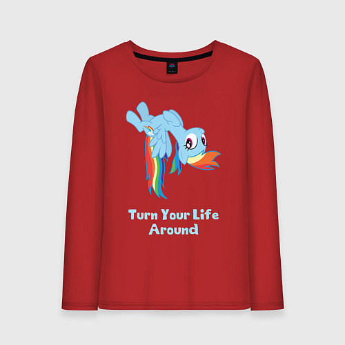 Женский лонгслив Рейнбоу Дэш: переверни свою жизнь / Красный – фото 1