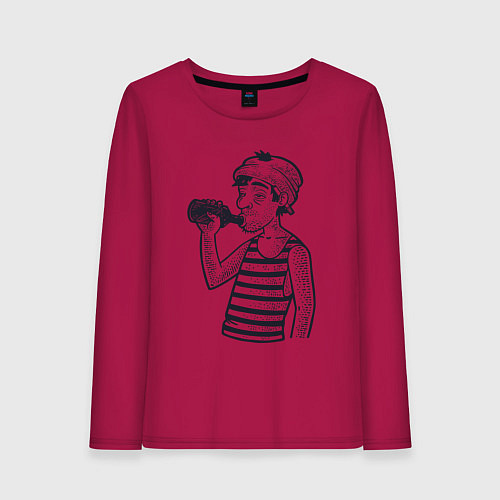 Женский лонгслив Алкаш / Маджента – фото 1