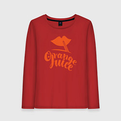 Лонгслив хлопковый женский Вкусный апельсиновый сок, цвет: красный