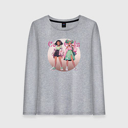 Лонгслив хлопковый женский Крутые девочки на подиуме, цвет: меланж