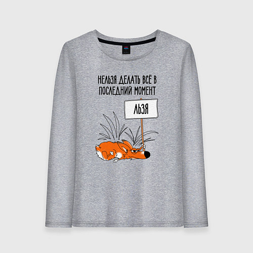 Женский лонгслив Хитрый ленивый лисёнок / Меланж – фото 1