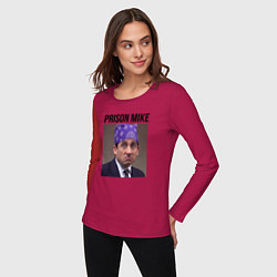 Лонгслив хлопковый женский Prison mike Michael Scott - офис, цвет: маджента — фото 2