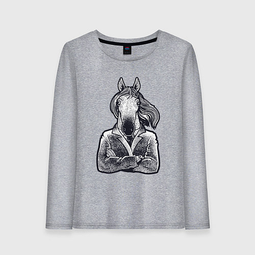 Женский лонгслив Конь босс / Меланж – фото 1