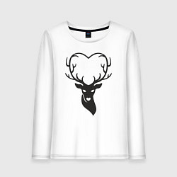 Лонгслив хлопковый женский Love deer, цвет: белый