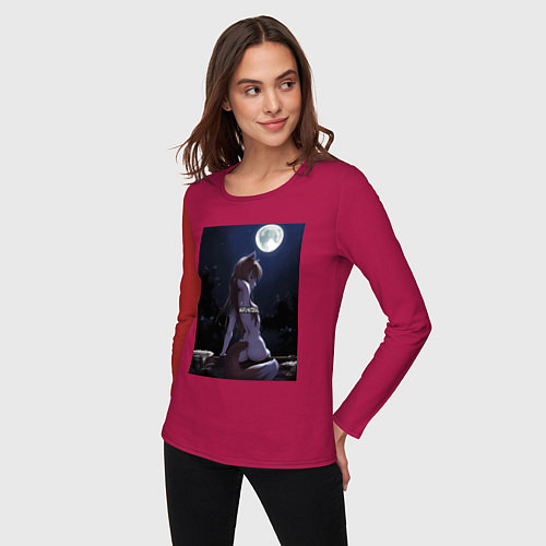 Женский лонгслив Волчица и пряности Холо senpai / Маджента – фото 3