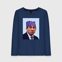 Лонгслив хлопковый женский Michael Scott - Prison mike the office meme, цвет: тёмно-синий