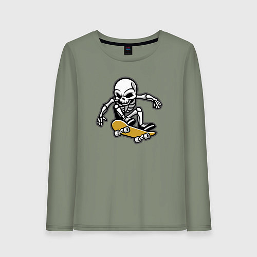 Женский лонгслив Скелетик скейтер / Авокадо – фото 1