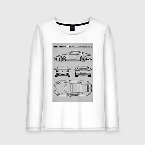 Женский лонгслив Porsche 911 гоночный автомобиль / Белый – фото 1