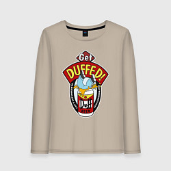 Лонгслив хлопковый женский Duff beer with Homer, цвет: миндальный