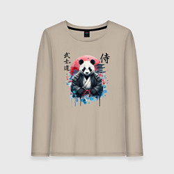 Лонгслив хлопковый женский Panda - bushido samurai code, цвет: миндальный