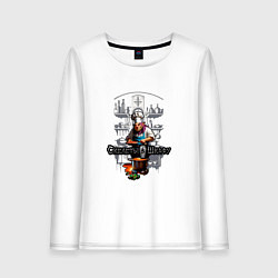 Лонгслив хлопковый женский Арт тролль повар, цвет: белый