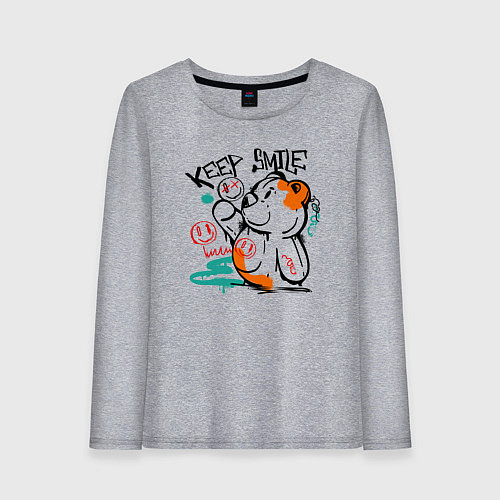 Женский лонгслив Продолжай улыбаться / Меланж – фото 1