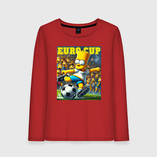 Женский лонгслив Euro cup - Bart Simpson / Красный – фото 1