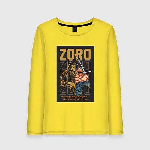 Женский лонгслив One piece Зоро Pirate Hunter / Желтый – фото 1