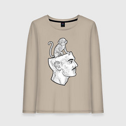 Лонгслив хлопковый женский Мартышка в голове, цвет: миндальный