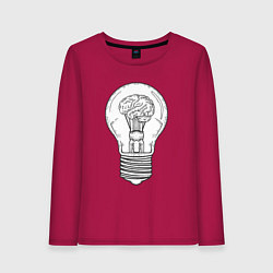 Лонгслив хлопковый женский Мозг и лампочка, цвет: маджента