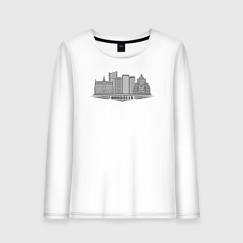 Женский лонгслив Брюссель - Бельгия / Белый – фото 1