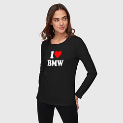 Лонгслив хлопковый женский I love my BMW, цвет: черный — фото 2