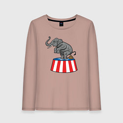 Лонгслив хлопковый женский Poop elephant, цвет: пыльно-розовый