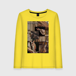 Лонгслив хлопковый женский Музыка эстетика, цвет: желтый