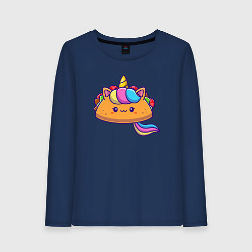 Женский лонгслив Тако единорог милый / Тёмно-синий – фото 1