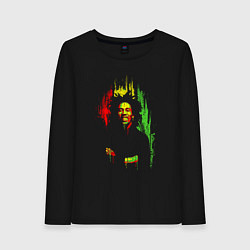 Лонгслив хлопковый женский Bob Marley vibe, цвет: черный