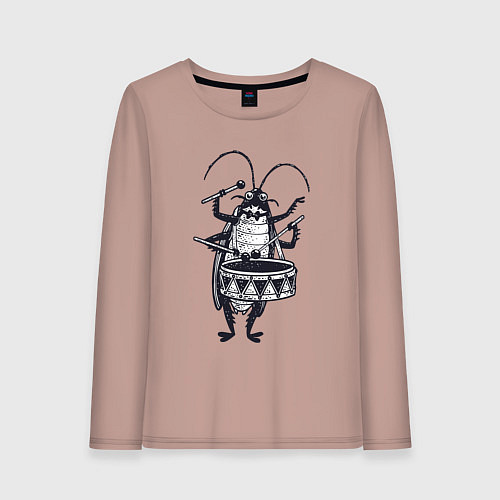Женский лонгслив Таракан барабанщик / Пыльно-розовый – фото 1
