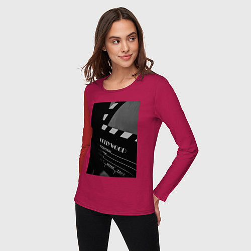Женский лонгслив Режиссёрская хлопушка / Маджента – фото 3