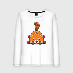 Лонгслив хлопковый женский Cute red panda, цвет: белый