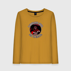 Лонгслив хлопковый женский Волк с девочкой-с волками жить не тужить - красная, цвет: горчичный