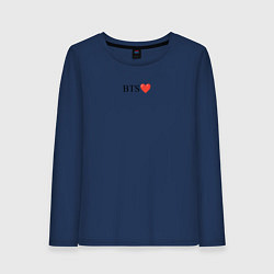 Лонгслив хлопковый женский BTS Сердечко, цвет: тёмно-синий