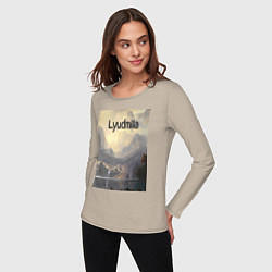 Лонгслив хлопковый женский Lyudmila горная долина, цвет: миндальный — фото 2